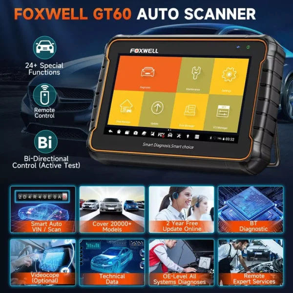 FOXWELL GT60 Diagnostic Scanner WIFI Tablet Tool OBD2 GT60 PRO 2024 US